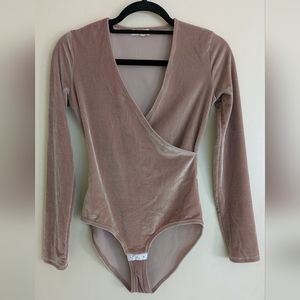 Madewell S velvet wrap long sleeve bodysuit